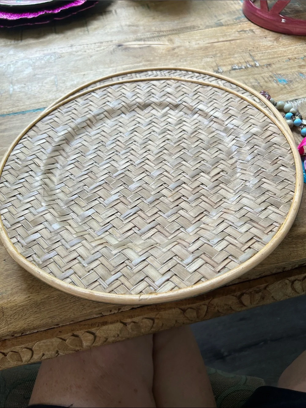 Woven Rattan Round Cotton Charger plates from Pier 1